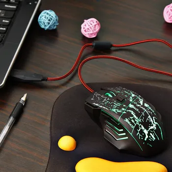 Darshion S8 Optické podsvietený Káblové pripojenie Hernej Myši 7 Tlačidlo LED Optická USB Počítačová Myš Myší, 3600DPI Farebné Svetlo Dýchania