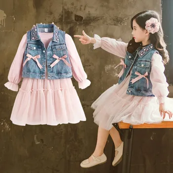 2021 Deti Oblečenie na Jar Princezná Šaty s Dlhým Rukávom Pre Dievčatko Teplé Šaty Pre Dievča, Nové Dievčenské Oblečenie 3T-14T