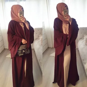 WEPBEL Moslimských Žien Abaya Šaty Ženy Otvoriť Šaty Dlhé Maxi Cardigan Tri Vrstvy Plné Oslnenie Rukáv Blízkom Východe Cardigan