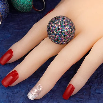 Nevesta Hovoriť Novinky Trendy Populárne Ženy Krúžok Cubic Zirconia Krásne Farebné Kamenné Luxusné Šperky Pre Svadobné Party Krúžky