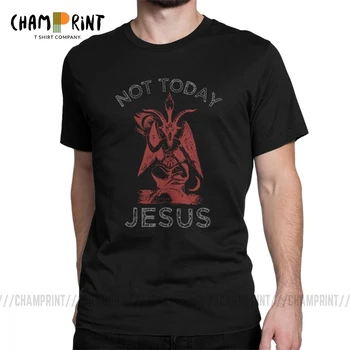 Pánske Nie Dnes Ježiš Tee Tričko Satan Sigil Z Baphomet Tričko Bavlna Zábavné Oblečenie Grafické Smrti Vytlačené T-Shirt