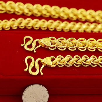 Luxusné Módne 14K Zlata Náhrdelník pre Mužov, Svadobné Zapojenie Výročie Jemné Šperky Retro Žlté Zlato Človeka Náhrdelník Darčeky Muž
