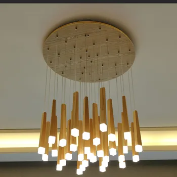 GZMJ Moderné Dreva Zápasy Prívesok Lampa Lesk Prírodné Umenie Svetlo Led Hanglamp Domácej Kuchyni Svetlá Tienidlo