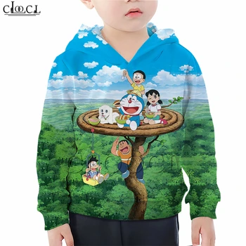 Dieťa Dieťa Dievča Oblečenie Cartoon Doraemon s Kapucňou, 3D Tlač Hip Hop Dcéra Mikina Tinkerbell Dieťa, Chlapca, Batoľa, Športové oblečenie, Topy