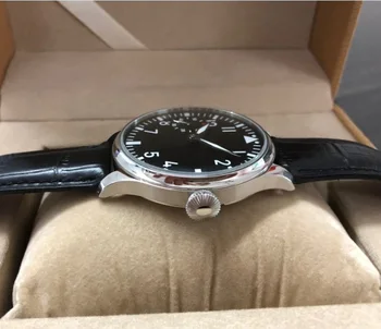 Motýľ pracky 44 mm GEERVO black dial Ázijské 6497 17 šperky Mechanicalmovement pánske hodinky svetelný Pilotné hodinky gr356-g8