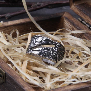 Nikdy Nevyblednú Nehrdzavejúcej Ocele Viking Raven Vyhlásenie Krúžky Mužov Nordic Vintage Viking Totem Odin Mužov, Prstene, Šperky