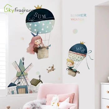 Cartoon romantický teplovzdušný balón nálepky deti miestnosti dekorácie spálňa decor domova tvorivé samolepiace nálepky na stenu