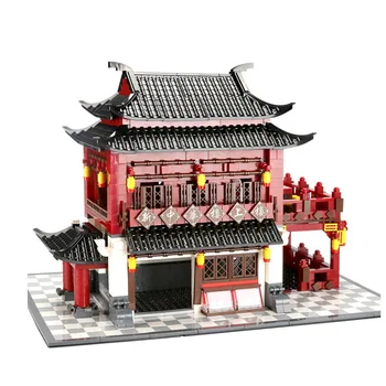 Svetovej Architektúry Série Stavebné Bloky Čínsky Štýl, Čína Tradičné Dávnych Hotel Tehly Kompatibilné Hračky pre Deti Darček