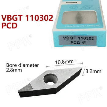 Vysoko presné 1pcs NOVÉ PCD VBGT 110302 PCD Diamond CNC čepeľ vložiť