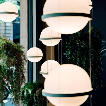 Nordic Dizajn Biela Guľa Prívesok Svietidlá s Rastlinami Banku, Špeciálna Výzdoba Závesné Lampy, Bar, Obchod Pozastavenie Lampa Listry