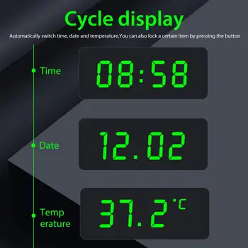 Prenosný Solárny Auto Digitálny LCD Hodín a Zobrazenie Teploty Auto Tabuli Hodiny Podsvietenie Elektronické Displej Teploty Hodiny