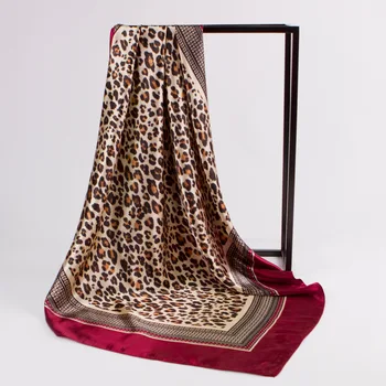 Luxusné Kerchief Hodvábny Satén Hidžáb Šatka Pre Ženy Námestie Šály, Leopard Print Head Scarfs Žena 90*90 cm Krku Šatky Pre Dámy