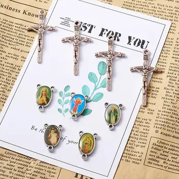 Pandahall Náboženské Ruženec Kríž Center Cross Náhrdelník Odkaz Kúzlo Prívesky pre DIY Šperky Robiť
