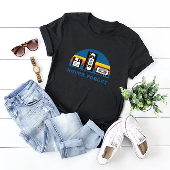 Harajuku T Shirt Ženy Zábavné Retro Vtip Tlačiť T-shirt 90. rokov Grafické Tričko Grunge Módne Ullzang Streetwear Top Tee Žena