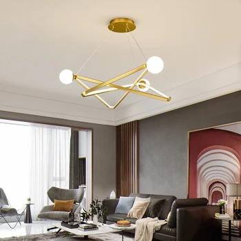 LED Luster Black alebo gold Hliníkové Moderný luster Nordic lampa Kreatívne Pre Obývacia Izba Jedáleň Visí lampa