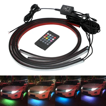 Blikajúce 4x8 Farieb RGB Auto Atmosféru Lampa LED Náladu Okolitého Svetla, Dvere Spodnej Dekorácie Bezdrôtový Zvukový Senzor, Auto Príslušenstvo