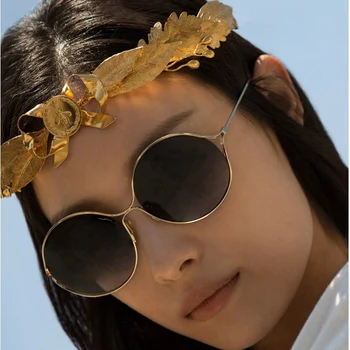 HBK 2019 Nové Módne Okrúhle slnečné Okuliare Ženy Jasné Kruhu Pearl Nohy Duté Slnečné Okuliare, Luxusné Značky Designer Pre Dámy UV400