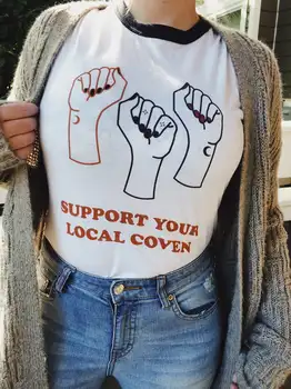 Podpora Miestneho Coven Zvonenie Feministické Vintage Tričko Plus Veľkosť Bežné Tees 70. rokov 80-tych rokov Inšpirovaný Harajuku Topy Ženy Vtipné tričko