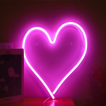 Srdce Tvar LED, Neónové Svetlo, Prihláste Stene Visí Umenie pre Bar, Spálne, Obývacia Izba Strany Domova Nočné Svetlo USB Powered