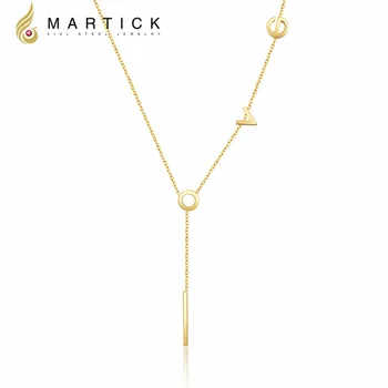 Martick Rose Gold-farba Nehrdzavejúcej Ocele Reťazca ľúbostný List Dlhý Náhrdelník Prívesok Pre Ženy Colar Módnej Značky Šperky P118