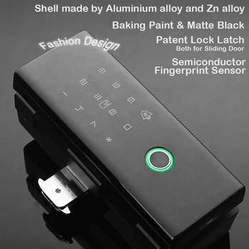 RAYKUBE Odtlačkov prstov Skla Dverí Zamky Bluetooth, Wifi Support Phone 4 Odomknúť Metóda Úrad Pre Sklenené A Drevené Dvere