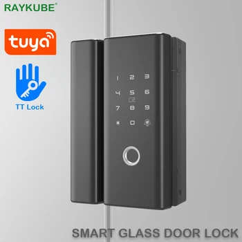 RAYKUBE Odtlačkov prstov Skla Dverí Zamky Bluetooth, Wifi Support Phone 4 Odomknúť Metóda Úrad Pre Sklenené A Drevené Dvere