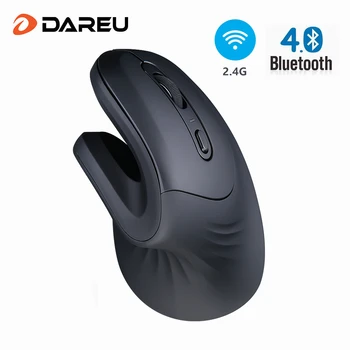 DAREU Magic Bluetooth + USB Duálny Režim Vertikálne Bezdrôtová Myš Ergonomický Pokožky Herných Myší s 3D Koliesko Pre 2 Zariadenia