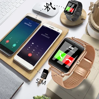 Nové Inteligentné Hodinky Kovový Remienok Bluetooth Zápästie Smartwatch Podpora TF Karta Sim Android&IOS Sledovať Multi-jazyky relogio inteligente