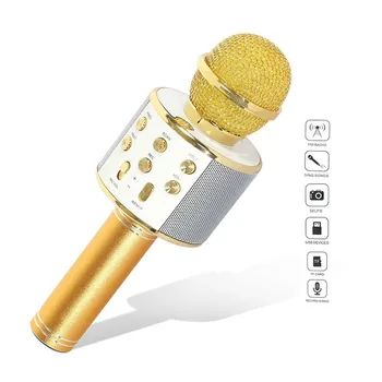 Bluetooth Prenosných Bezdrôtových Kondenzátora Ručný Mikrofón Zabudovaný Reproduktor Karaoke mikrofón Kompatibilný S PC/iPad/iPhone/Smartphone