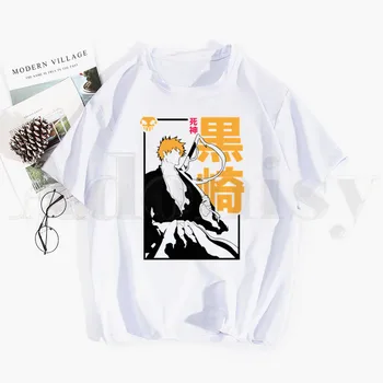 Japonské Anime BLEACH Manga Ichigo Kuchiki Byakuya Tričko Hip Hop Tlače Top Tees Harajuku Tshirts Muži Móda Letné T-shirts