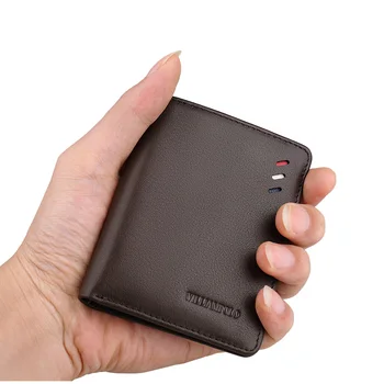 WilliamPolo Originálne Kožené peňaženky mužov Malé Mini Ultra-tenké Kompaktné peňaženky Ručné peňaženky Cowhide Držiteľa Karty Krátke Dizajn