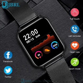 Plne Dotykový Námestie SmartWatch Ženy Muži Športové Hodinky Vodotesné IP68 Krvný Tlak Nehrdzavejúcej Ocele Business Smart hodinky Hodiny