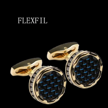 FLEXFIL Luxusné tričko manžetové gombíky pre mužov Značky putá tlačidlá manžetové gemelos Vysokej Kvality kolo svadobné Šperky abotoaduras