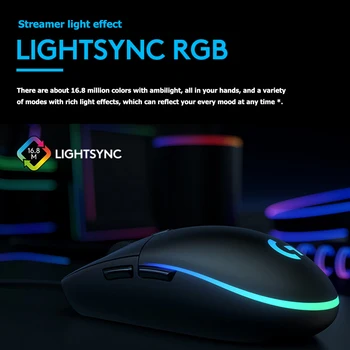 Logitech G102 LIGHTSYNC Gaming Mouse 8000 DPI USB Wired Mouse 6 Tlačidiel, RGB Podsvietenie, Optická Myš Herné Myši pre PC