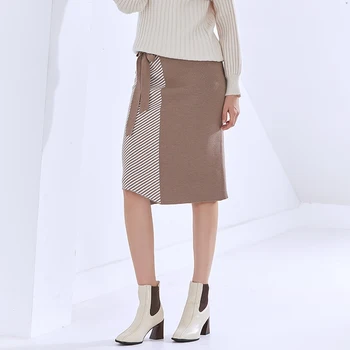TWOTWINSTYLE Prekladané Sukne Pre Ženy, Vysoký Pás Patchwork Čipky Bowknot Elegantné Polovice Sukne Ženy 2020 Jesenné Módne Oblečenie
