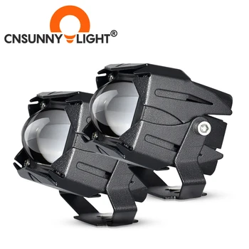 CNSUNNYLIGHT Mini Objektív Dual Farby LED Projektor Práce Hmlové Svetlá Auto Reflektorov, Motocykel, Bicykel 8000Lm 12V Svetlometmi Pre Jeep