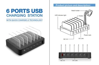 Multi USB Nabíjačku 8 Portov QC 3.0 Rýchlo, Rýchlo Nabíjačka Pre Iphone, 8 X 11 Pro Samsung S10 iPad 6 Port Carregador Dock Station