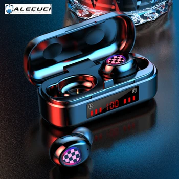 ALECUCI V7 Bluetooth 5.0 Slúchadlá Dotykové Ovládanie Bezdrôtové Slúchadlá Stereo Mini Slúchadlá s Nabíjanie Prípade Vstavaný Mikrofón pre prácu