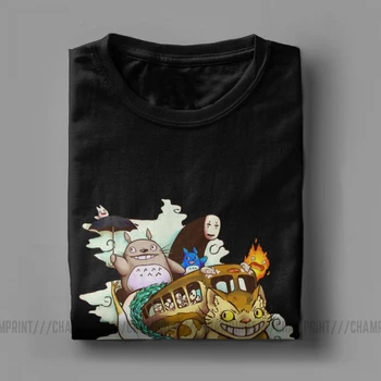 Ghibli Mužov, T Košele Hayao Miyazaki Manga Č Tvár Studio Totoro Odvážneho Preč Tričko Krátky Rukáv T-Shirt Čistej Bavlny Plus Veľkosť