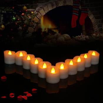 12pcs Diaľkové Ovládanie sviečkach LED Elektrické Žiarovky Diaľkové Ovládanie Strán Žltá Flash Lampa pre Halloween, Vianočná Výzdoba