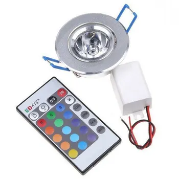 1pcs Žiarovky LED Svietidlo 3W RGB 16 Farieb Spot Light AC85-265V + IR Diaľkové Ovládanie RGB LED Stropné Downlight