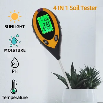 4 in1 LCD Elektronické Digitálne Pôdne Ph Meter Pôdy Tester pH, Vlhkosť, Teplota Svetla Analyzer Test Meter pre Záhradné Rastliny Kvet