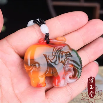 Vyrezávané Farebné Jade Slon Prívesok Prírodného Čínskeho Náhrdelník Jadeite Módnu Šťastie, Žena Amulet Darčeky Sveter Reťazca