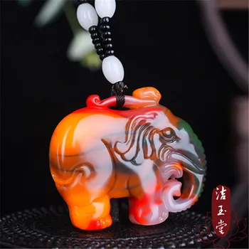 Vyrezávané Farebné Jade Slon Prívesok Prírodného Čínskeho Náhrdelník Jadeite Módnu Šťastie, Žena Amulet Darčeky Sveter Reťazca