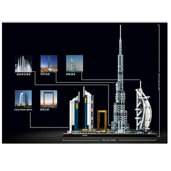 Výhľad na panorámu Dubaja svete stavebné bloky architektúry malé častice tvorivé Dubaj tehly vzdelávacie hračky pre dieťa darček