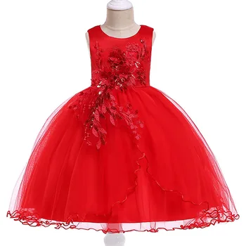 2-10 rokov detské šaty dievčatá vyšívané korálkami dieťa elegantná kvetina party girl šaty deti šaty pre dievčatá kostým L5060
