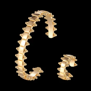 Lanruisha značky Jednoduchý tvar štvorca hladké náramok a prsteň, šperky nastaviť klasické otváranie náramok módne šperky je najlepší darček