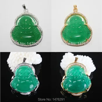 NOVÝ Vynikajúci Kameň, Imitácia Zeleného Jades Buddha Vykladané Drahokamu Prívesok 1PCS
