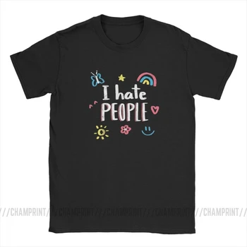 Neznášam Ľudí, Humor, T Košele pre Mužov Úsmev Rainbow Kvet, Motýľ, Topy Krátky Rukáv Šaty Grafické Tees Bavlna T-Shirt