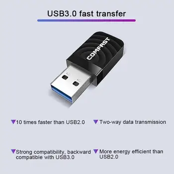 Usb Wifi Adaptér WIFI Usb Adaptér siete Ethernet USB Wifi Dongle Karta Prijímača 1300Mbps - Gigabit pre Mac Dual Band 2.4 G/5G Internet